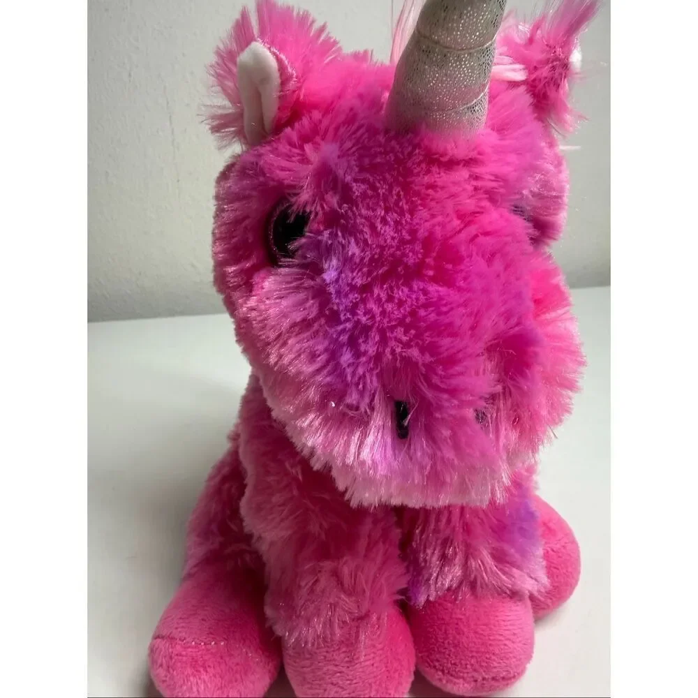 Spark Create Imagine Pink Unicorn Glitter Eyes Rainbow Stuffed Animal Plush 9”
